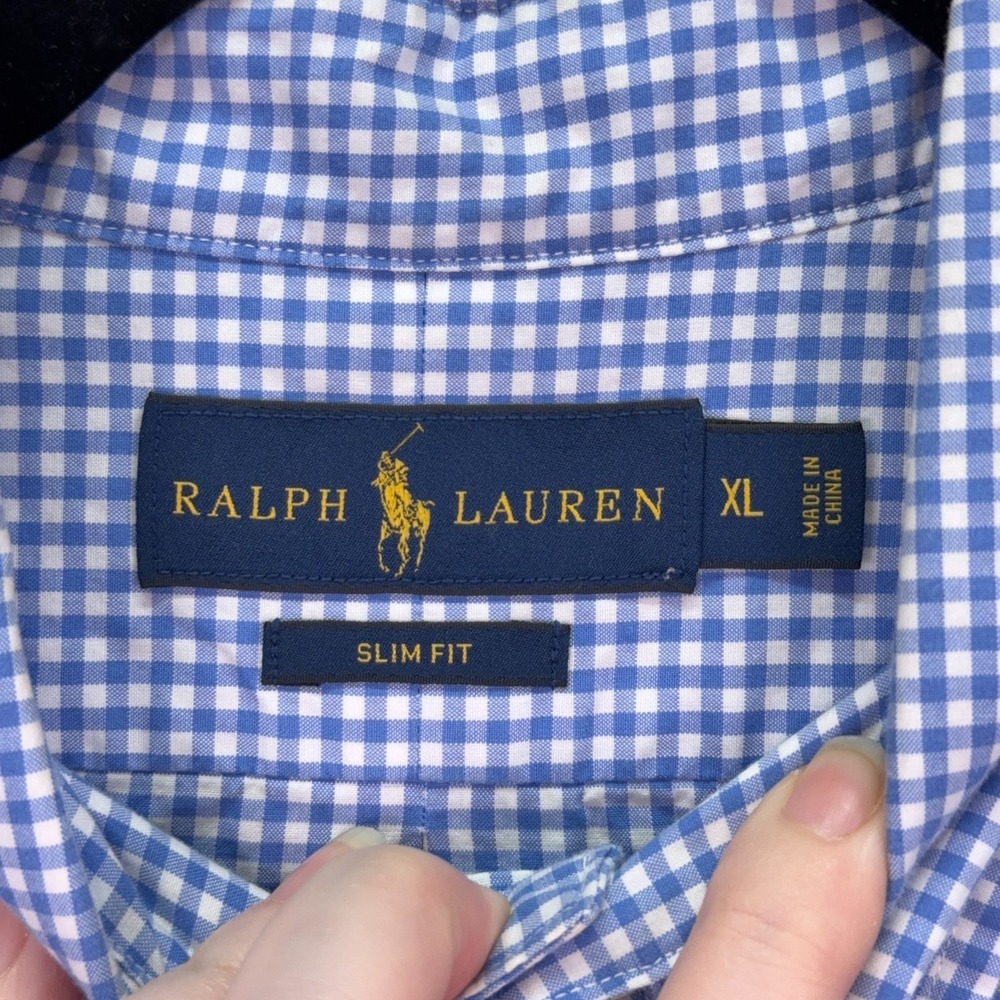 Ralph Lauren Shirt‎ Mens XL Blue Check Button Up Preppy Office Business Everyday - Picture 4 of 8